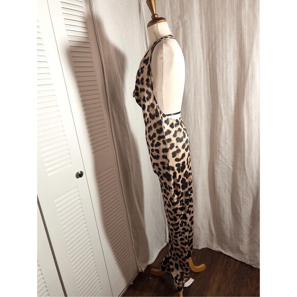 Missguided Dress Size L Modern Halter Cheetah Mob Wife Old Money Maxi Dress - Picture 3 of 5